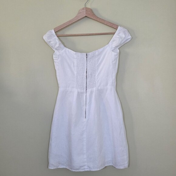 Reformation Linen Mini Dress Sz 2 White Smoked Back Lined Sleeveless Monochrome - Picture 15 of 15